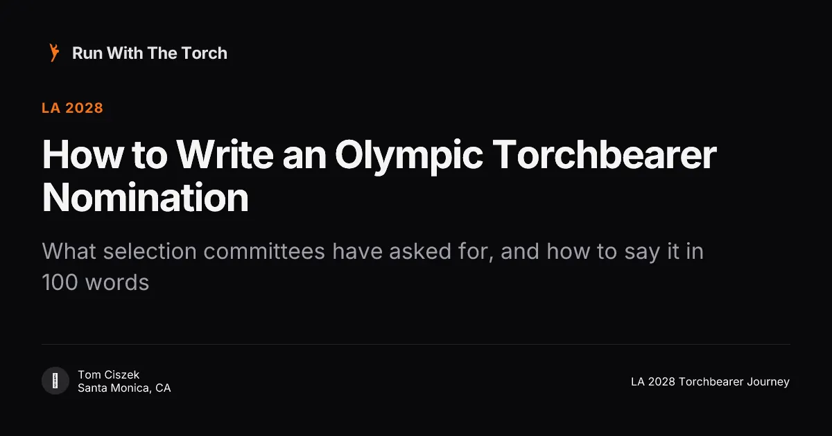 How to Write an Olympic Torchbearer Nomination