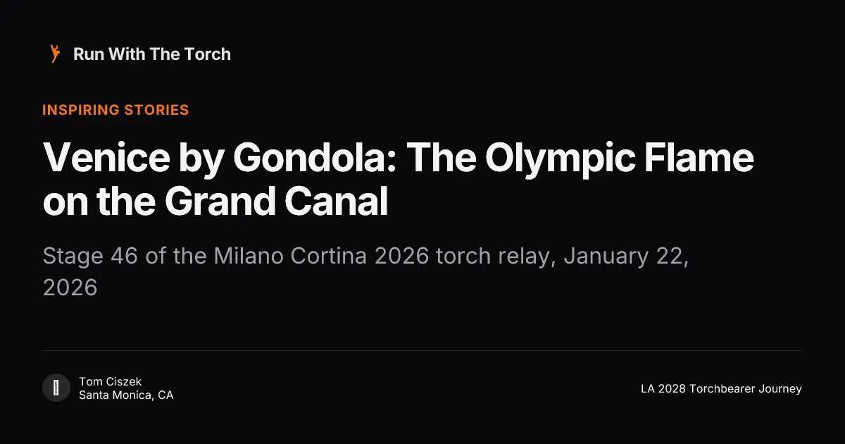 Venice by Gondola: The Olympic Flame on the Grand Canal
